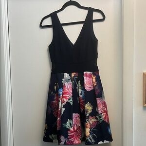 Floral Black Sleeveless Dress